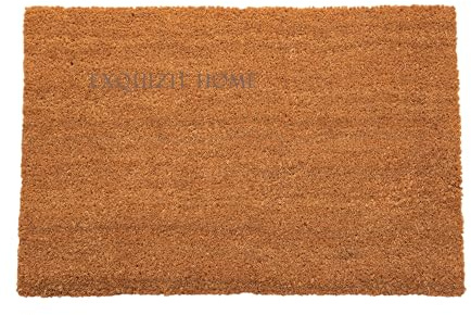 EXQUIZIT HOME® Heavy Duty Coir Door Mat 40x60cm – 15mm Thick Natural Coconut Fibre Doormat, Non Slip Indoor Outdoor Welcome Mat for Front Door, Porch & Garden Entrance (Plain Coir Mat)