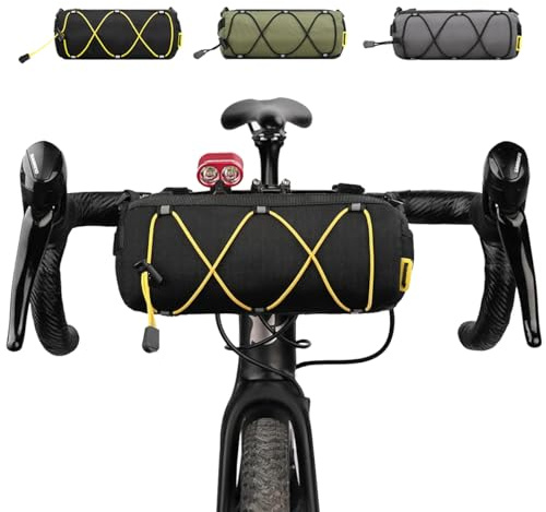 AWELUX Fahrrad Rahmentasche, Lenkertasche Fahrrad, Kleine runde Umhängetasche，für Rennrad, Mountainbike, Reisen, Pendeln, professionelles Fahrradzubehör (Kordelzug, Schwarz)