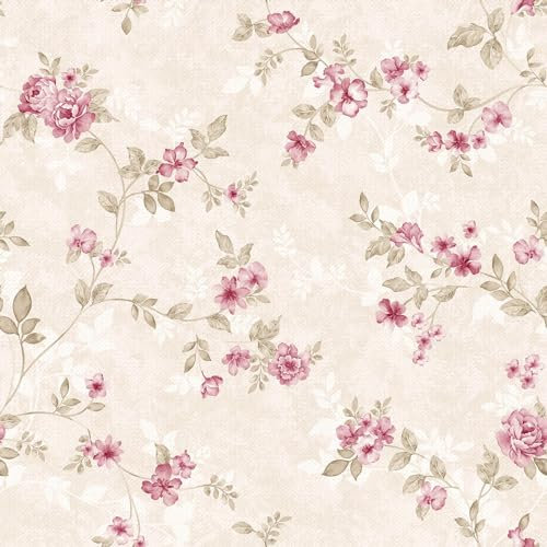Yullpaper Papier Peint Fleuri Rose Vintage Film Rouleau Adhesif Decoratif Pour Meuble Armoire Revetement Adhesif Meuble Papier Peint Autocollant Mural Floral Rose Pour Chambre Enfant 44,5 x 1000cm
