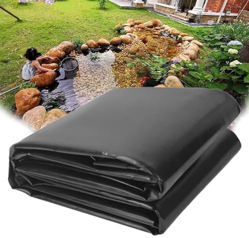 Generisch Schwarz,400x600cm, Teichfolie 0.2MM Dicke Es Kann Geschnitten Werden Schwarz Teichplane Kann Wiederverwendet Reißfest Gartenteich Dichtungsfolie Für Fischteich Garten Wasserfall