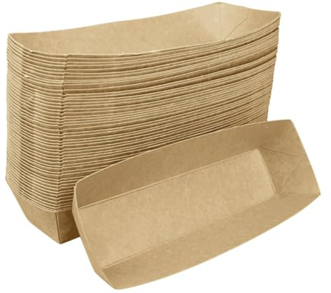 Enpack Snackschale A16S Snackschalen 6x21x4 cm aus Kraftpapier 500 Stück-Einweg Frikandelschale-Pommes-Frites-Trays-Snack Container-Pappschalen-Pappteller-Einweggeschirr Fingerfood