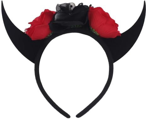 YESENLE Mexikanische Blumenkrone Teufel Horn Blume Stirnbänder für Halloween Geist Blume Kopfbedeckung Tag der Toten Blumenkrone für Renaissance Fair Maskerade