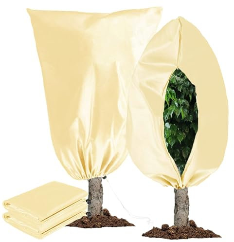 Cozii 2 Pack Winter Plant Frost Protection Covers, 80x120CM Garden Fleece Frost Bag with Zipper & Drawstring, Plant Warming Jacket to Protect Outdoor Plants, Shrub Potted Plants
