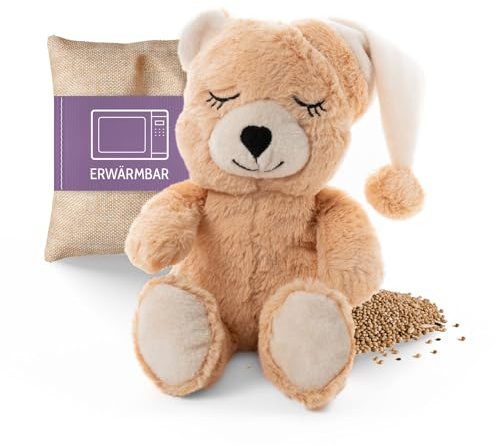 Habibi Premium MIDI Deluxe 2036 Coussin chauffant en peluche pour bébés et enfants - Mini lapin - Rembourrage amovible en millet - À réchauffer au micro-ondes - Convient également pour les adultes