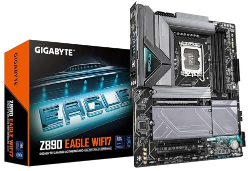 GIGABYTE Z890 EAGLE WIFI7 Motherboard - Supports Intel Core Ultra (Series 2) CPUs, 14+1+2 phases VRM, up to 8800MHz DDR5 (OC), 1xPCIe 5.0 + 3xPCIe 4.0, Wi-Fi 7, 2.5GbE LAN, Thunderbolt 4