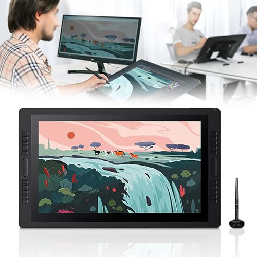 Schermo Disegnato A Mano da 2.5K,Penna da Disegno Passiva,Gamma di Colori RGB al 120%+23.8 Pollici+8192 Livelli di Rilevamento della Pressione+Vetro Antiriflesso AG+Visualizzazione A 178°,Black
