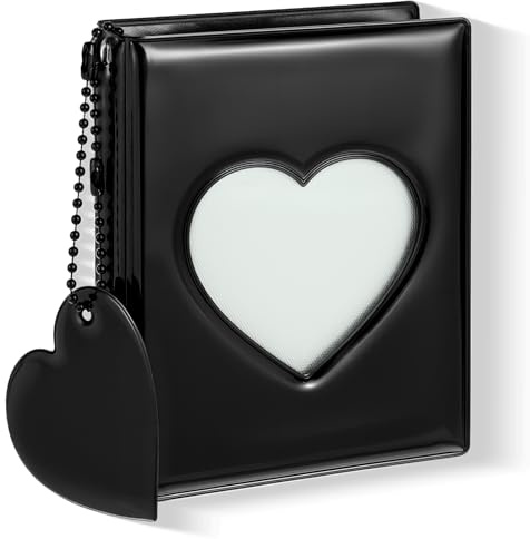 Photocard Holder Book, 3 Inch Mini Photocard Album Photo Black Card Binder with Mirror for Collecting Picture, 32 Pockets