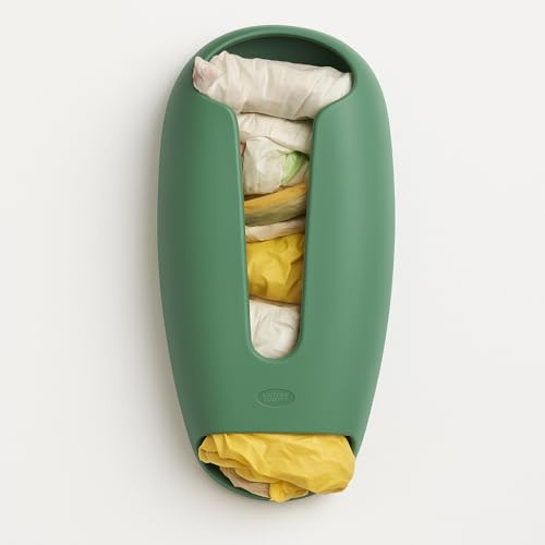 Snips Soporte para Bolsas, Organizador de Bolsas de Plástico, Soporte de Pared para Bolsas de Tela, Organizador de Bolsas para la Compra y Basura, 28.5 x 14 x 8 cm, Verde, Made in Italy