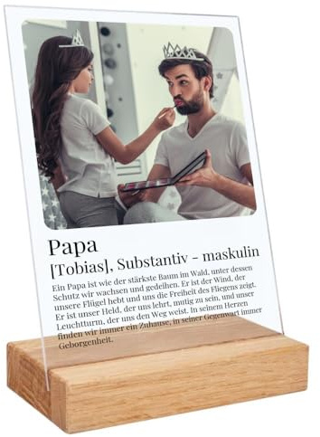 Personalisierbarer Tischaufsteller - Papa Definition mit Foto-Upload, Geschenk für Papa, Vatertagsgeschenk aus Acryl