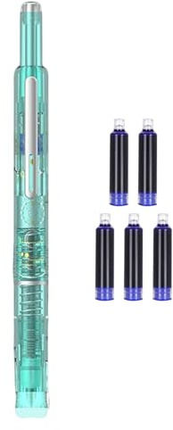 Yhsioaklo Fountain Pen | Learning to Write Fountain Pen | Writing Instrument Pressure Fountain Pen | Practical Writing Instrument with 5 Ink Cartridges, 0.38 mm Fine Tip School Fountain Pen for