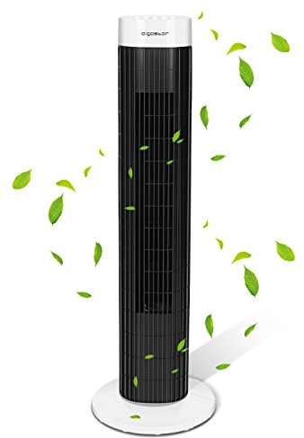 Aigostar Ben 33JTS Ventilatore a torre digitale con timer. 3 modalità di velocità e motore da 45W. Oscillazione a 85°. Altezza di 76cm e cavo da 1,8M