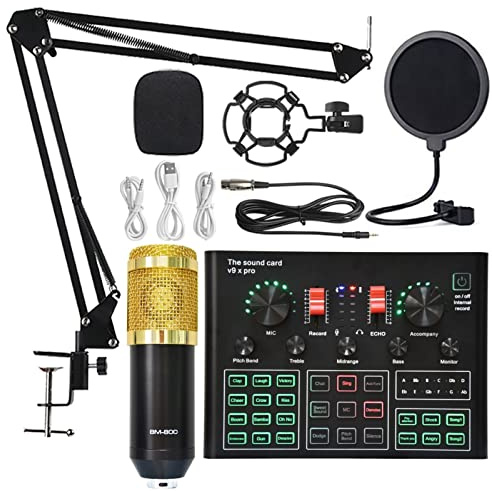 Controller mixer DJ Podcast Equipment Bundle Sound Card Broadcast in diretta set completo di V8 Live Broadcast Set BM800 Microfono per streaming/podcasting/giochi, telefono, computer(1)