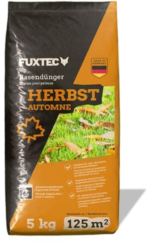 FUXTEC Engrais gazon automne FX-RDH5 – 5 kg pour jusqu’à 125 m² – Formule NPK 5+3+12 – Granulés solubles résistants au froid, gel et hiver – Fertilisation durable Made in Germany