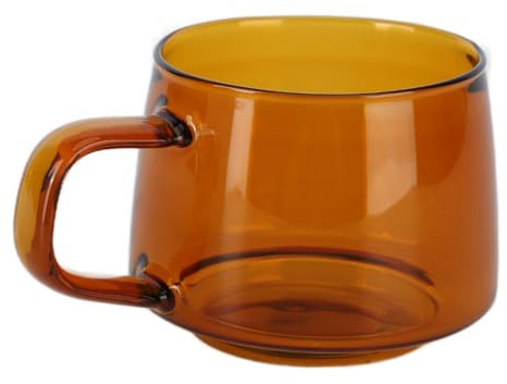 Taza de café de vidrio de borosilicato respicinem 250 ml Taza resistente al calor transparente con mango para la leche de té de café uso diario verde (Amber)
