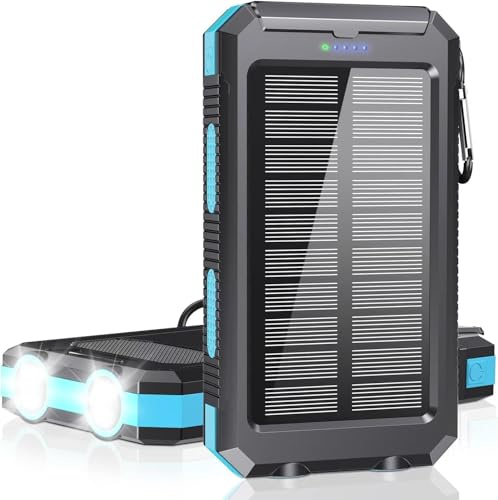 Swiftideas Solar Power Bank 38800mAh Portable Charger with USB-C 5V/2.4A Fast Charging Power Bank Compatible with iPhone, with 2 LED Flashlights External Battery Pack Perfect for Camping, Hiking