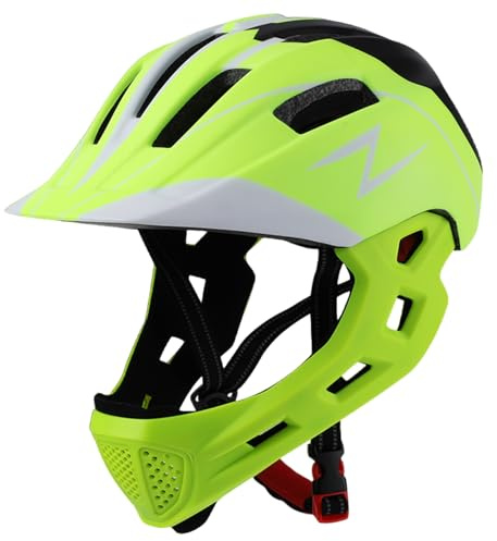 Lawnrden Kids Full Face Helmet, Bike Helmets for Kids 8-14, Full Face Bike Helmet with Adjustable Strap, Breathable BMX with Light for Balance, Skateboard, and Motorbike