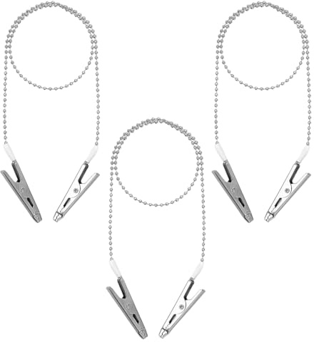 YOFDAL 3 Pezzi Ferma Tovaglioli con Clip, Porta Tovaglioli, Catenella di Metallo, Regolabile Catena di Perle Metallo Clip per Bavaglio per Adulti, Bavaglini per Adulti e Bambini