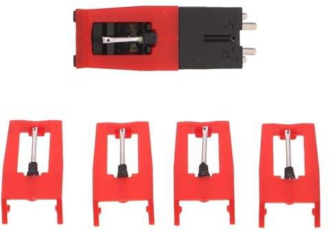Aguja de Repuesto para Tocadiscos, 1 Juego Cartucho | Color Rojo, Plástico y Metal, Compatible Turntable y Reproductores Vintage, Uso Doméstico