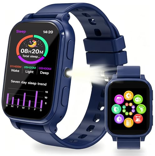 Smartwatch Kinder 1,83 HD, Schrittzähler Uhr, Schlafmonitor, 18 Spiele | Taschenlampe, Wecker, IP68 Wasserdicht Kinderuhr, Fitness Tracker Geschenk für Jungen und Mädchen