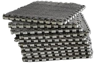 Ineinandergreifende Plüsch-Schaumstoffmatte 30 x 1 cm, weiche Plüschmatte, Eva-Schaum, Puzzle-Teppich, warme ineinandergreifende Teppiche, Säuglingsteppich(Grey,16PCS)