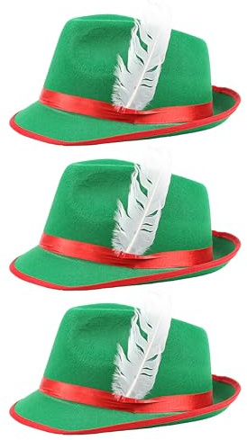 Damen Bayerischer Hut - 1 Stück - Oktoberfest Bayerischer Hut mit Feder Detail - Erwachsene Deutsch Tiroler Trilby Fasching Zubehör