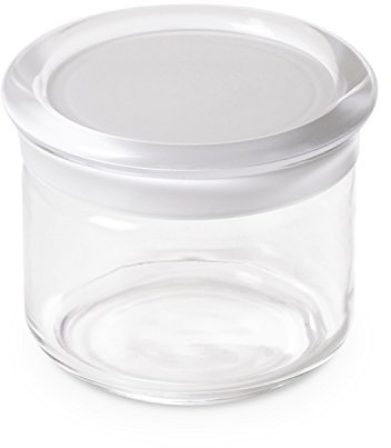 Omada Design Dose aus Kunststoff von 0,50 L mit Einschnapp-Deckel aus Plastik und Verschließbarer Dichtung, Made in Italy, Höhe von 9 cm, Stapelbar und Spülmaschinenfest, Linea Trendy, Weiße Farbe