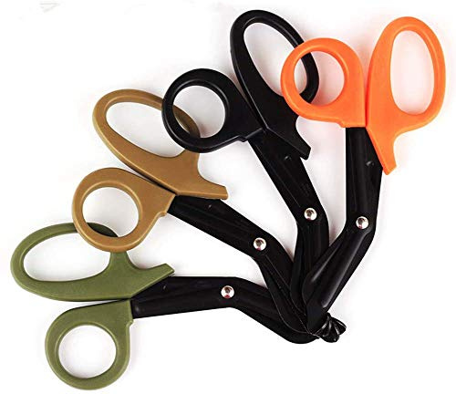 Frmarche 4pcs Militaire EMT Ciseaux Multifonctions d'extérieur EDC Ciseaux d'urgence d'équipement pour Médical Premiers Secours Couleur aléatoire