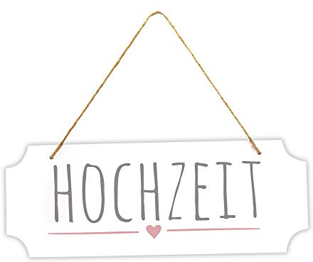 Frau WunderVoll® Schild Hochzeit aus Holz, 40 x 15 cm/Wegweiser, Hochzeit Vintage, Hochzeitsschild, Kirche, Standesamt, Stuhldekoration, Hochzeitsgeschenke Brautpaar Schild