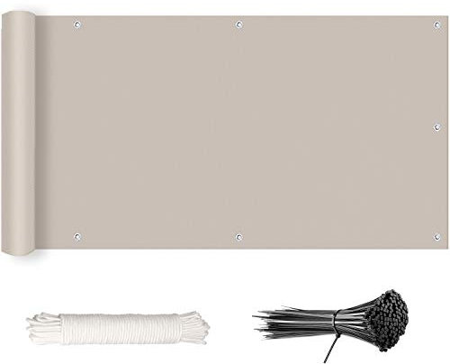 ROBAG Balkon Sichtschutz Balkon-sichtschutz, Balkon sichtschutz Ideen Wind- und UV-Schutz mit Ösen Nylon Kabelbinder und Kordel, für den Gartenzaun oder Balkon, 80x850cm, Taupe