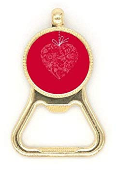 Heart Shaped Flowers Vines Valentine's Day Beer Bottle Cap Opener Stainless Steel Key Chain