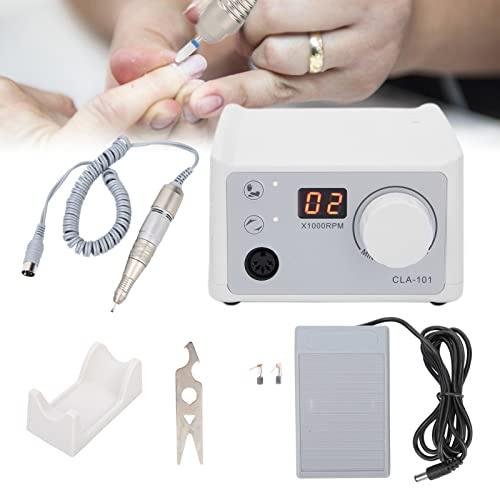 Nagelfräser Fußpflegegerät Set, 35000 U/min Professionelle Elektrische Nagelbohrmaschine Home Salon Nagelschleifpolierer mit Fußpedal für Acrylnägel(01)