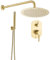 VALAZ Douche Encastrable | Mitigeur Douche 2 voies, Pulvérisateur Effet Pluie | Installation Murale Facile et Rapide | Inoxydable, Ronde, Pulvérisateur 25 cm, Garniture Ovale, Doré Brossé, Série Duero