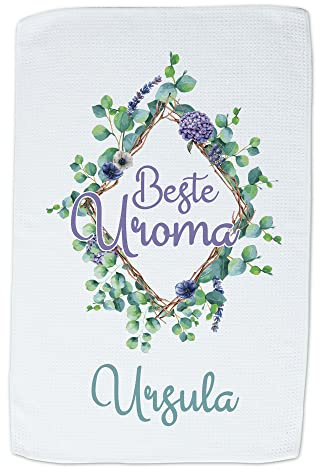 GRAZDesign Geschirrtuch Beste Uroma - mit Name - Geschenk für die Beste Uroma personalisiert - Küchentücher Weiß, 40x60cm