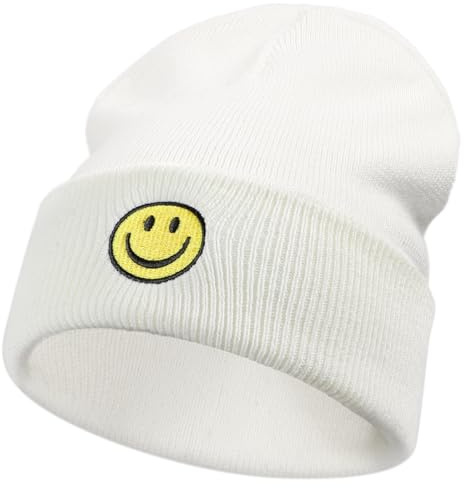 SONMONY Smile Face Beanie Hüte für Damen Herren Winter Strickmützen Weiche Bündchen Warm Lächeln Dehnbare Beanies Hut