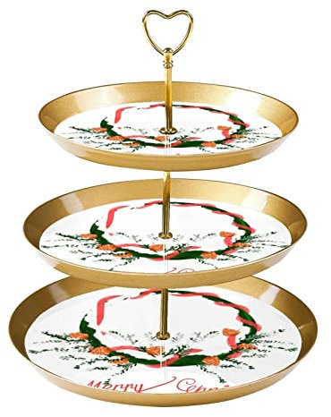 JAVENPROEQT 3-stöckiger Cupcake-Ständer Kuchenhalter, Weihnachtskranz, wiederverwendbar, Serviertablett, Gebäckdisplay, Turm für Geburtstag, Babyparty, Teeparty