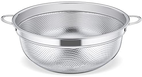 Sieb, Onader Edelstahl Nudelsieb Küchensieb mit Griffen, Metall Mikroperforiertes Abtropfsieb Seiher für Nudeln, Reis, Gemüse, Früchten, Spülmaschinenfest - 20cm