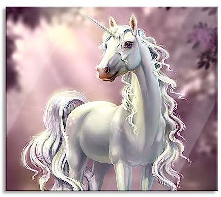 Pink äugiges Einhorn im rosa Märchenwald Herdabdeckplatte & Spritzschutz aus Echtglas | Für Herd-Kochfelder | 60x52 cm