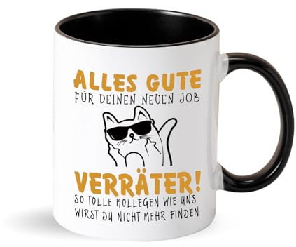 Tarklanda Tasse Abschiedsgeschenk Kollegen Tasse mit Spruch Alles Gute für Deinen neuen Job Tasse Jobwechsel Tasse Abschied Geschenk für Kollegen Abschied Kaffeetasse (Schwarz)