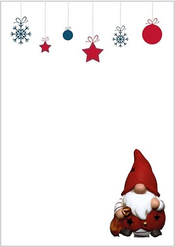 Briefpapier Wichtel DIN A4 - Papier Weihnachten - 20 Blatt - Motiv Nr. 019 | 90g/m²