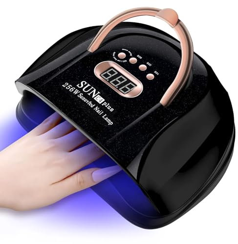 MainPi Lampara UV LED Uñas 256W,Profesional Secador de Uñas Con Pantalla LCD y Sensor Automático,57 LEDs Lámparas de Manicura/Pedicure con 4 Temporizadores,Curado Rápido para Nail Art Hogar el Salón