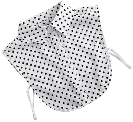 WRITWAA Polka Dot Fake Collar Detachable Shirt Collar Insert White Half Shirt Faux for Blouse Sweater Suit and Uniforms Lightweight Breathable Neck Accessory