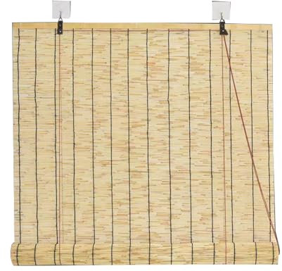 XYXHEII Natur Rollo Bambus Outdoor 200x250cm, Handgewebt Schilfvorhänge, Blackout Bambusrollo, Jalousien Aus Bambus Außen, Durchscheinend Rollo Bambus, Bambusrollo Fenster