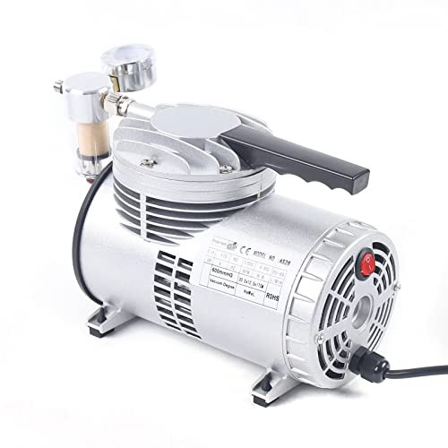 ieLsngai Oil Free Vacuum Pump 1450rpm, Single Stage Oil-Free Lubrication Air Conditioning Pump with Vacuum Gauge, Vacuum Degree 600mmHG, 50dB