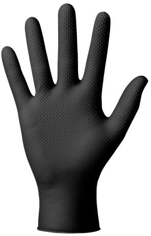 Mercator Engångs nitril dammfria skyddshandskar gogrip 50-pack - storlek M - svart