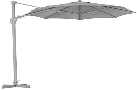 OUTLIV. Ampelschirm Saint-Tropez, 350x350 cm, Aluminiumgestell, O'bravia Bezug, UV-beständig, 360° drehbar, neigbar, hellgrau, silber