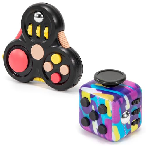 Fidget Toy Cube 2 Stück Anti-Stress Würfel Spielzeug Fidget Würfel Fidget Pad Controller für Kinder und Erwachsene Stressaubbau bei Nervösität