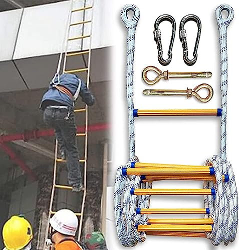 PNAJFUEL Strickleiter,Feuerwehr Strickleiter Weiche Strickleitern Feuerwehrleiter, Notfall Rettungsleiter, Leicht Zu Verstauen/15M