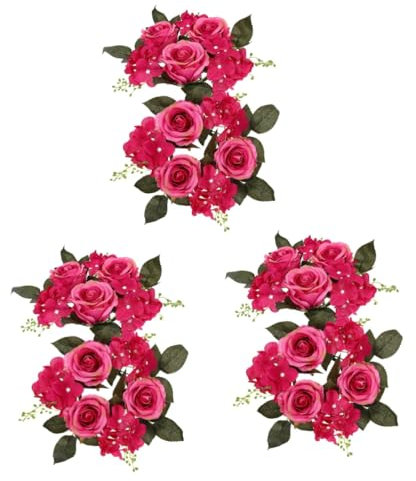 STOBAZA 6stücke Künstlicher Rosenkranz Kerzenring Dekoration Für Hochzeit Und Tischgestaltung Romantischer Blumenkranz Für Feierlichkeiten Und Zuhause Rosarot Für Innen Und