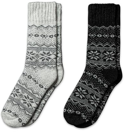 NORDIC Socks Premium 40% Merino Wool Blend Crew Socks for Men & Women, Moisture-Wicking, Breathable, Soft and Comfortable, 2 Pairs (6-9, Bergen Wool)