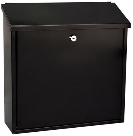 LMXRYPD Cassetta Postale Quadrate con Serratura a Chiave, Moderne Cassetta Posta da Parete, Realizzate in Acciaio Inossidabile, per Lettere, Bollette, Piccoli Pacchi(Black)